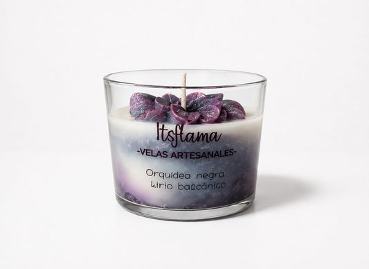 Vela orquídea negra y lirio